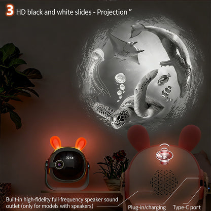 Colorful Life180Cute Rabbit HD Projector Lamp USB Plug-in Starry Sky Light Projection Atmosphere Light Bedroom Night Light