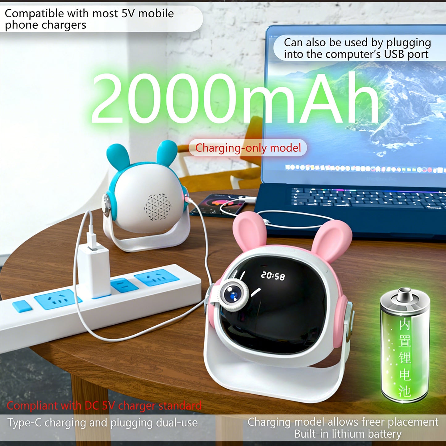 Colorful Life180Cute Rabbit HD Projector Lamp USB Plug-in Starry Sky Light Projection Atmosphere Light Bedroom Night Light