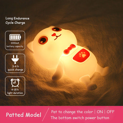 Colorful Life192Lucky Cat Silicone Lamp Flat Sleeping Companion Bedroom Bedside Lamp Night Feeding Patting Night Light