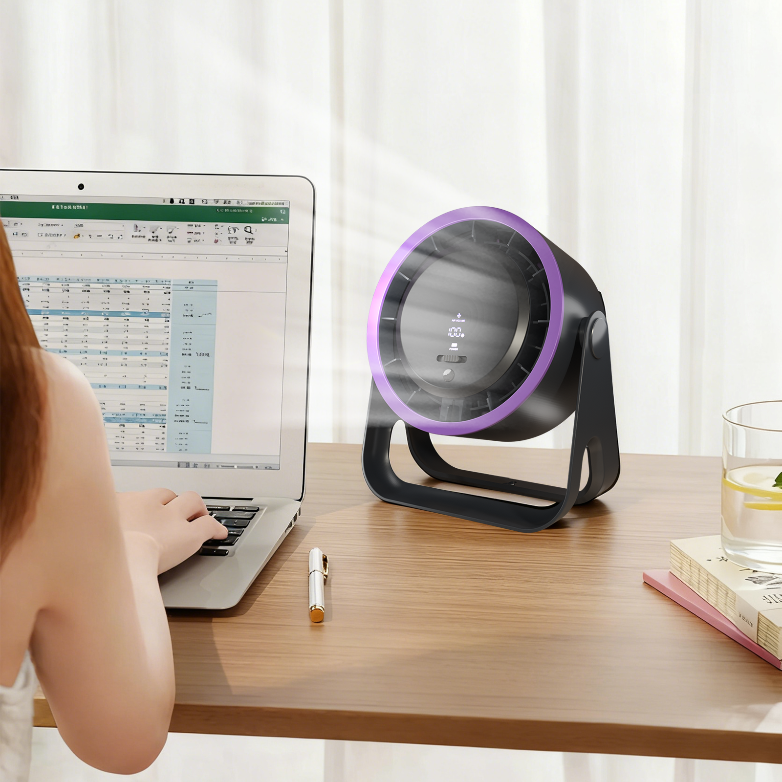 F02Desktop Summer Fan, Small Desk Fan, USB Rechargeable Fan for Office and Dormitory, Ultra-Quiet Small Fan
