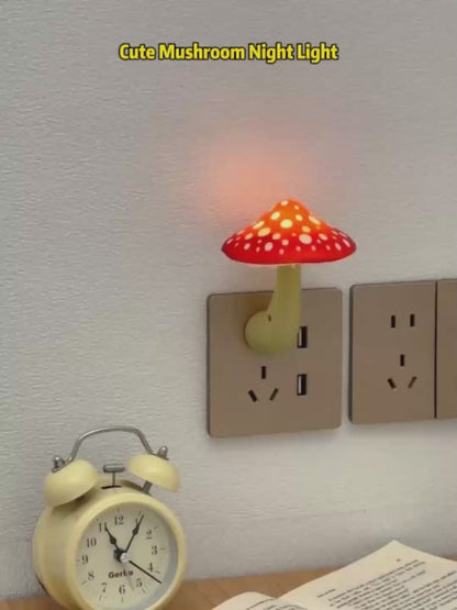 Colorful Life146Red Mushroom Night Light Plug-in Bedside Lamp Smart Atmosphere Light Bedroom Night Light